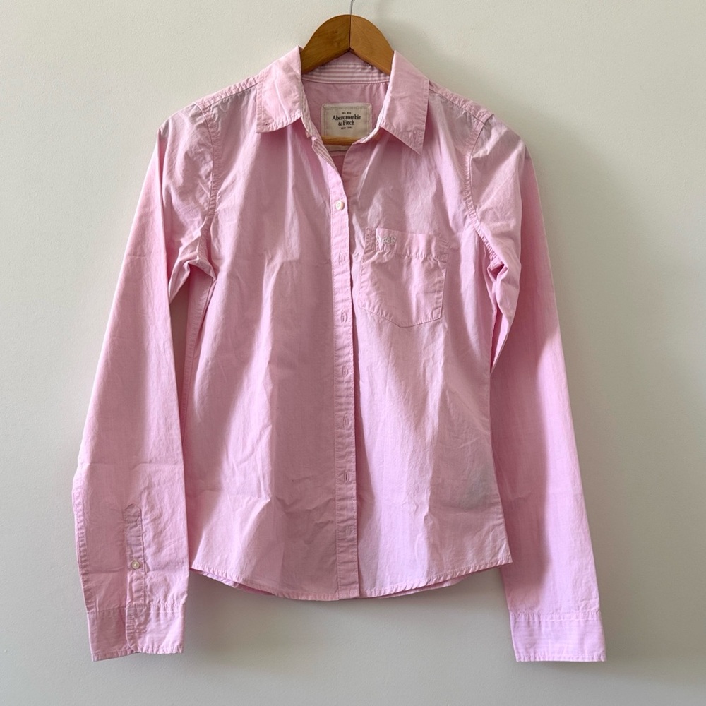 Abercrombie & Fitch Y2K Pink Button Down Shirt Cotton NWT Size M